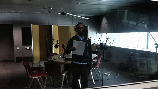 Recording Audio in digital storytelling at the Deutsche Welle Studio in Bonn, Germany