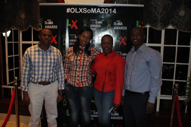 (FROM LEFT) OLK Kenya Country Manager, Peter Ndiangu'i, marketing manager, Priscila Muhiu, TV presenter Terryanne Chebet and Kenya Social Media director and Martin Mule, after the launch.